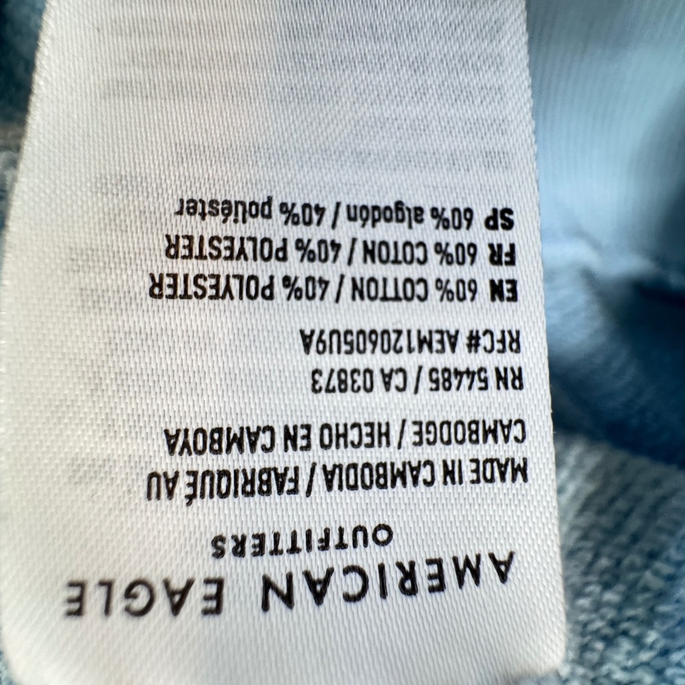 American Eagle Seriously Lived-In Cropped Zip Up Hoodie Light Blue Small - Picture 6 of 9